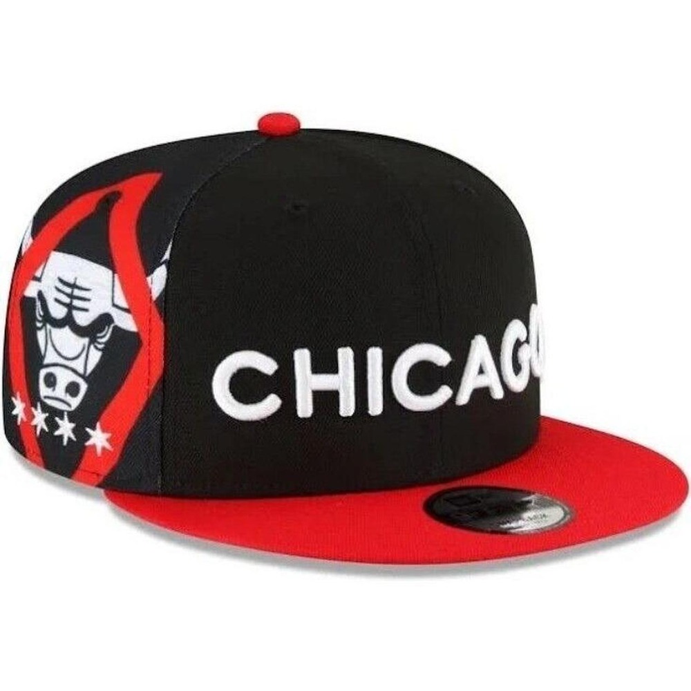 Chicago Bulls Snapback Hat Black/Red Flat Brim Cap‎ - Size 7 7/8
